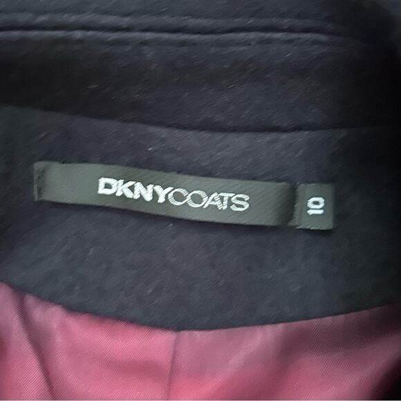 DKNY Women’s Dark Navy Double-Breasted Wool Blend Pea Coat, Size 10 - Picture 9 of 11
